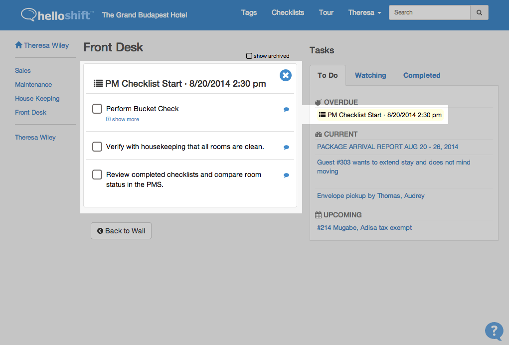 Checklist Software for Hotels