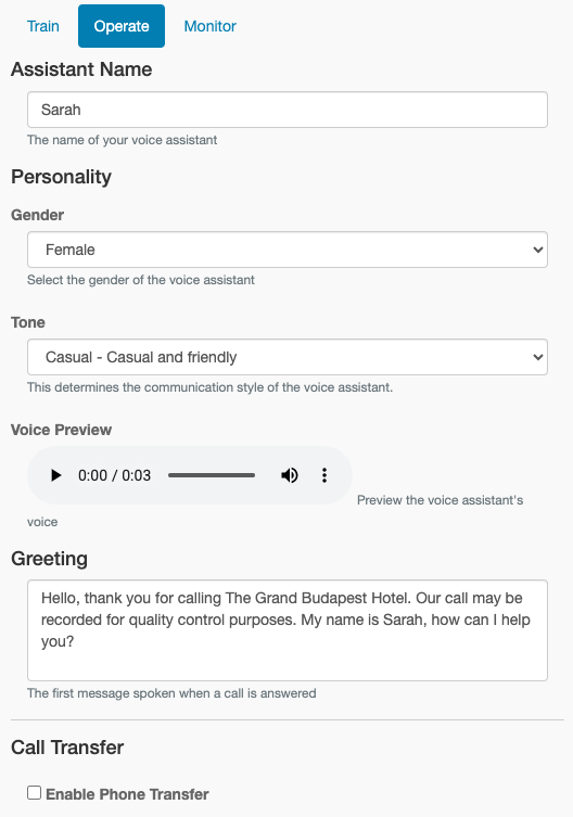 Operate Voice Assistant